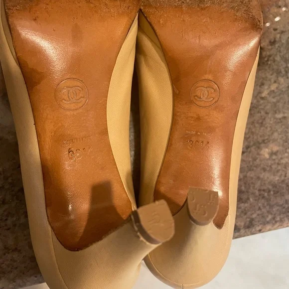 Chanel nude black cap toe classic pump platform heel 36.5 - Picture 14 of 16